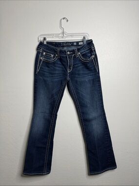 Miss Me Dark Indigo Boot Cut Jeans with Contrast Stitching